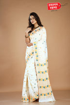 WHITE SEMI SILK SAREE