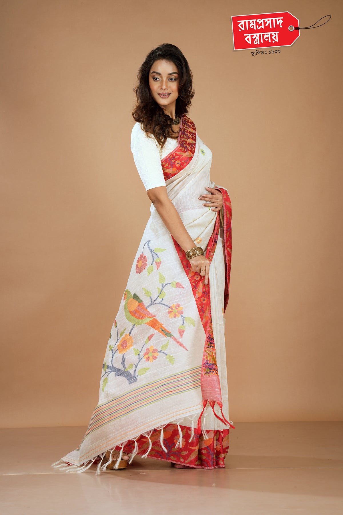 WHITE FANCY TUSSAR SAREE