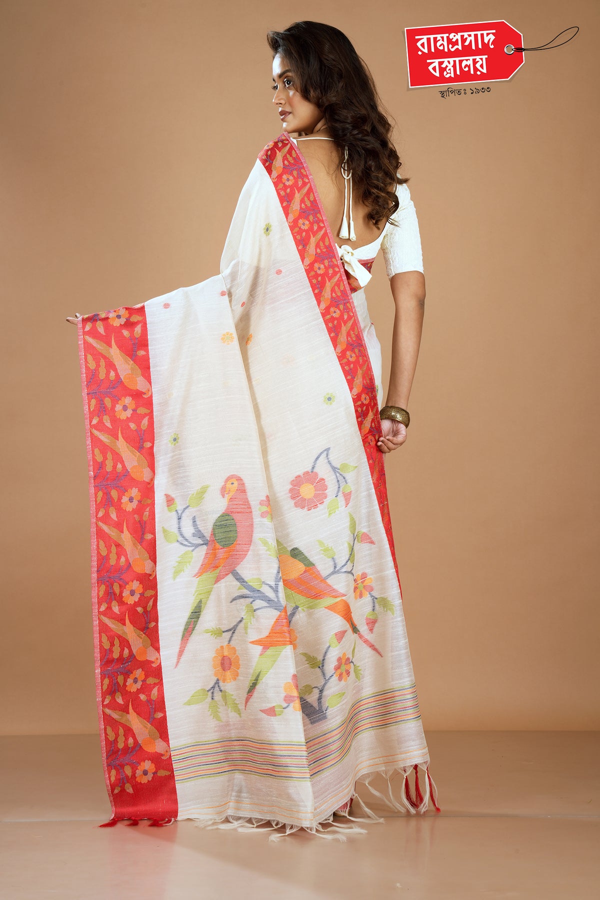 WHITE FANCY TUSSAR SAREE