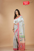 BEIGE SEMI LINEN SAREE