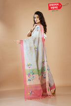 BEIGE SEMI LINEN SAREE