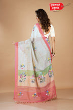 BEIGE SEMI LINEN SAREE