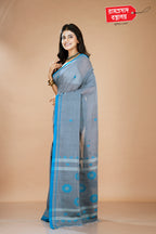 GREY LINEN COTTON SAREE