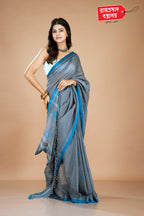 GREY LINEN COTTON SAREE