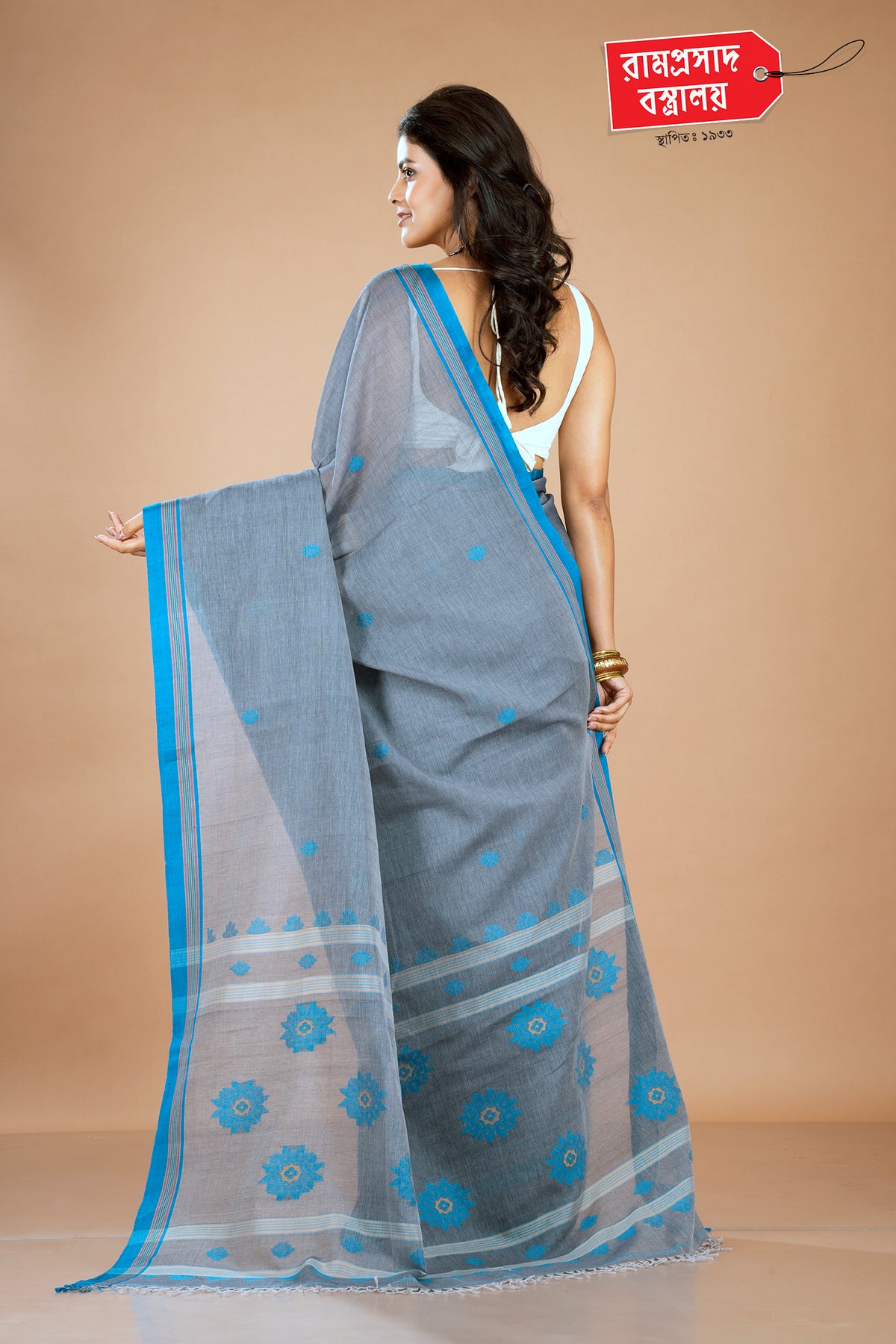 GREY LINEN COTTON SAREE