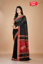 BLACK LINEN COTTON SAREE