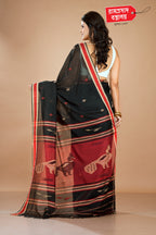 BLACK LINEN COTTON SAREE