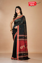 BLACK LINEN COTTON SAREE