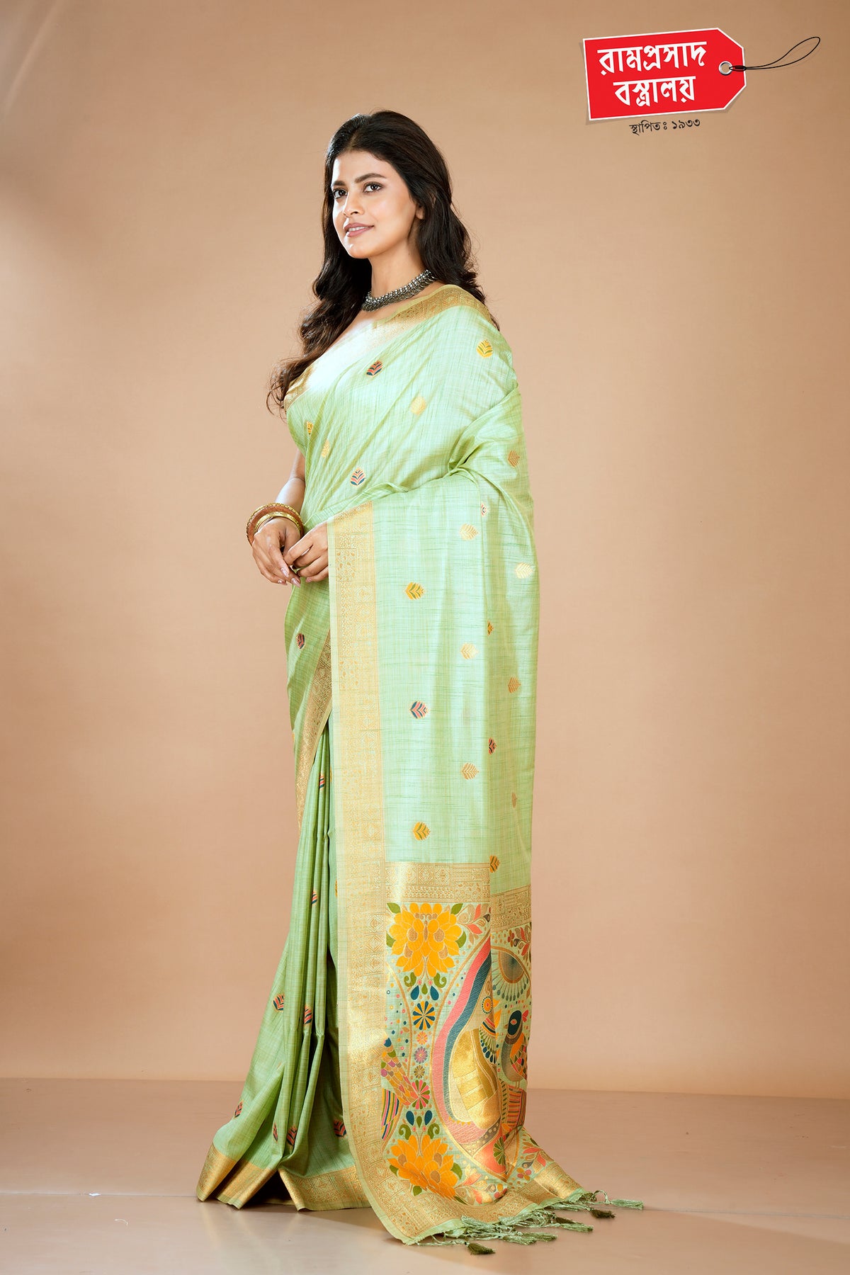 GREEN KOSHA TUSSAR SAREE