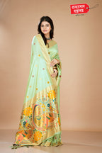GREEN KOSHA TUSSAR SAREE