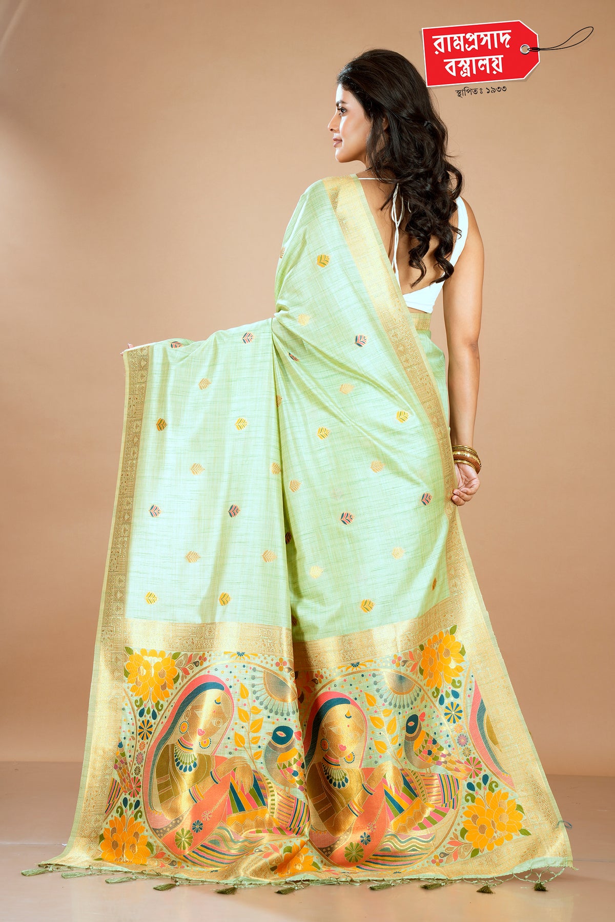 GREEN KOSHA TUSSAR SAREE