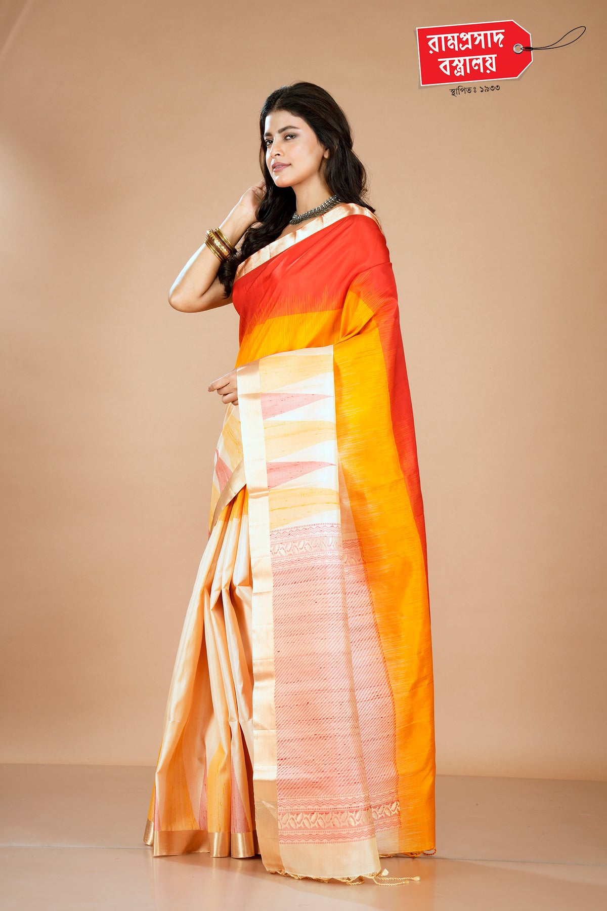 OFF WHITE ARNI SILK SAREE