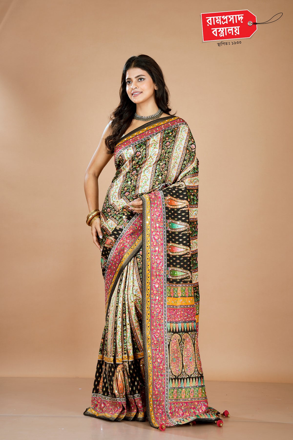 BLACK KARNI SILK SAREE