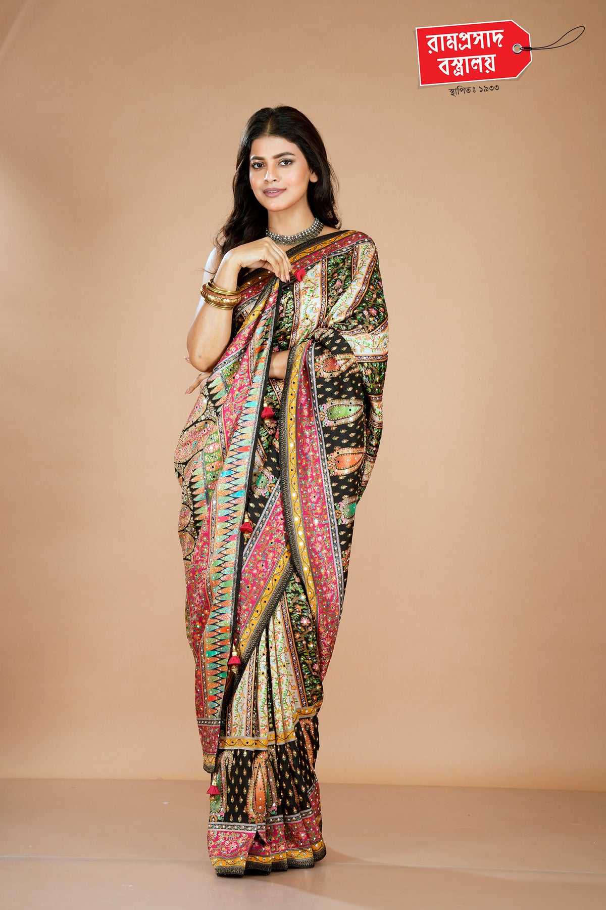 BLACK KARNI SILK SAREE