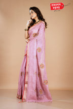 PINK LINEN SEMI SILK SAREE
