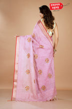 PINK LINEN SEMI SILK SAREE