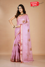 PINK LINEN SEMI SILK SAREE