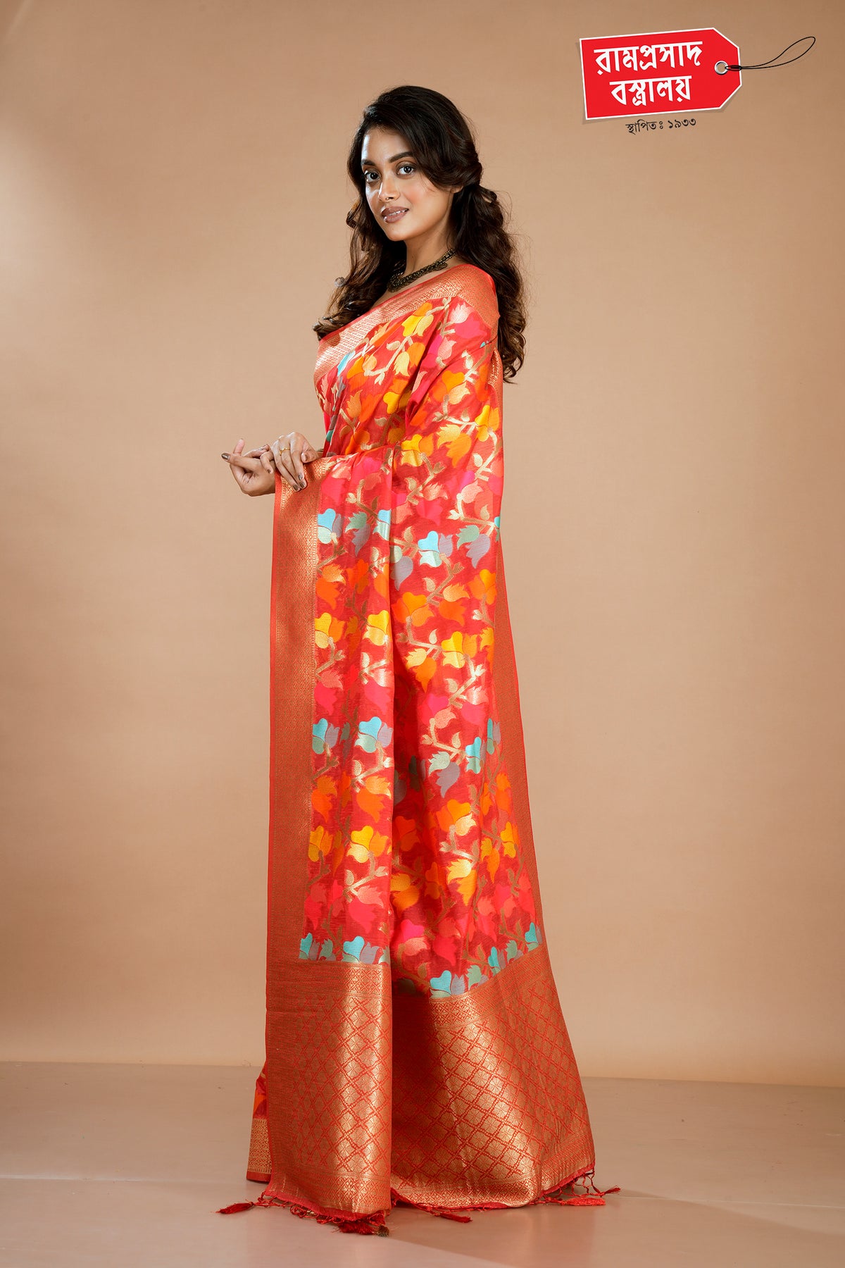 ORANGE PASHMINA SILK SAREE
