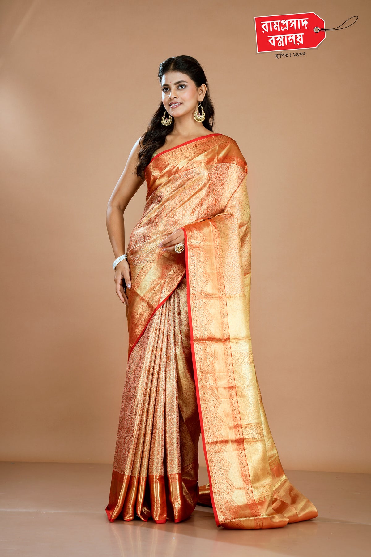 ORANGE TISSUE BROCADE SAREE