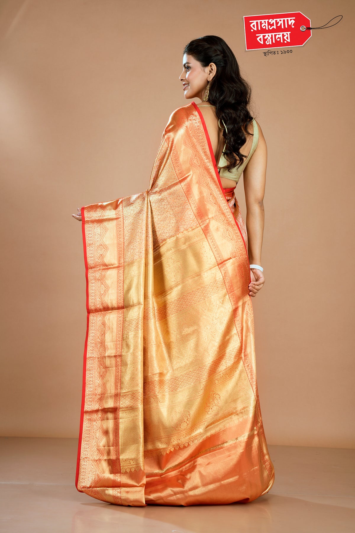 ORANGE TISSUE BROCADE SAREE