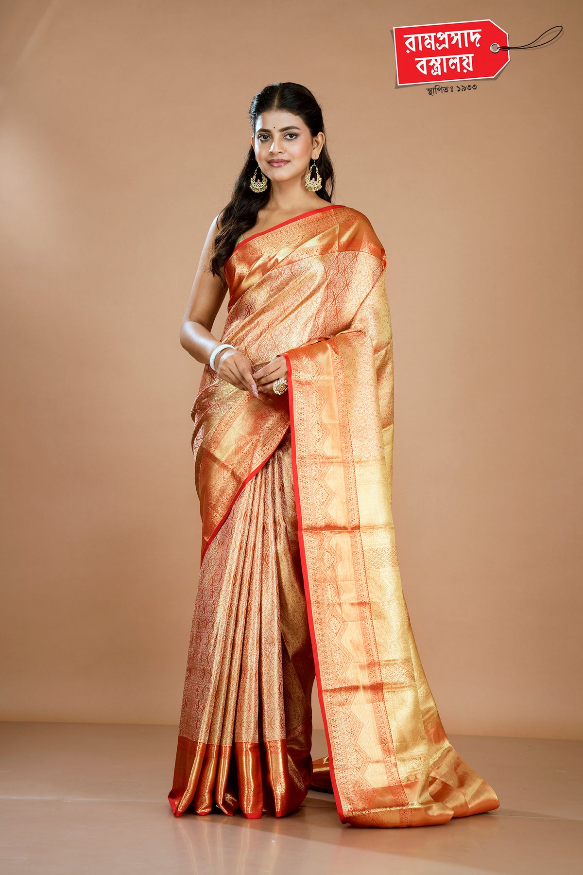 ORANGE TISSUE BROCADE SAREE