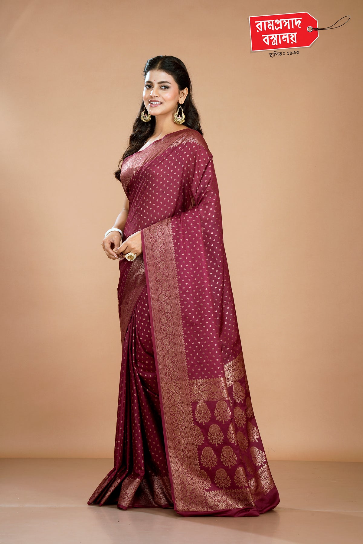 BROWN KHADDI GEORGETTE SAREE