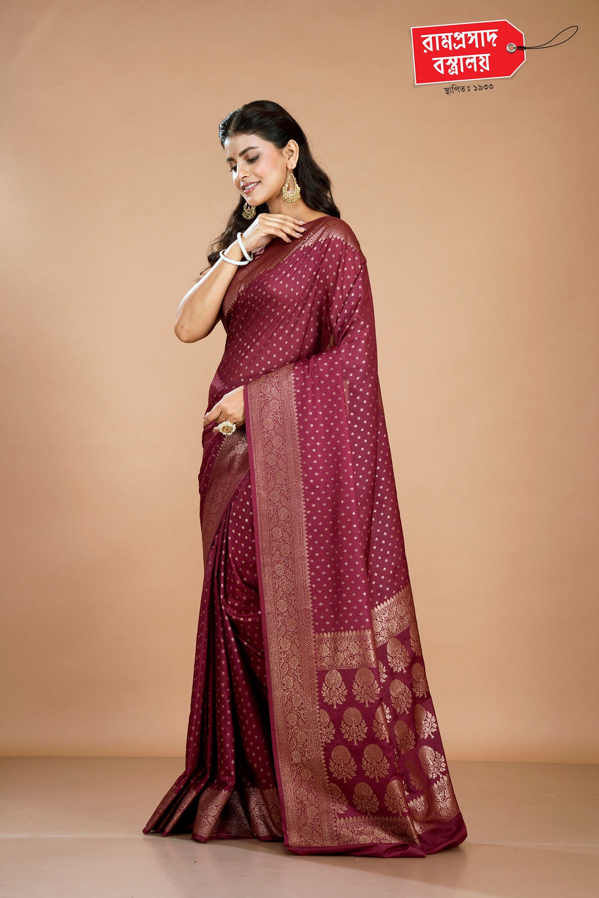 BROWN KHADDI GEORGETTE SAREE