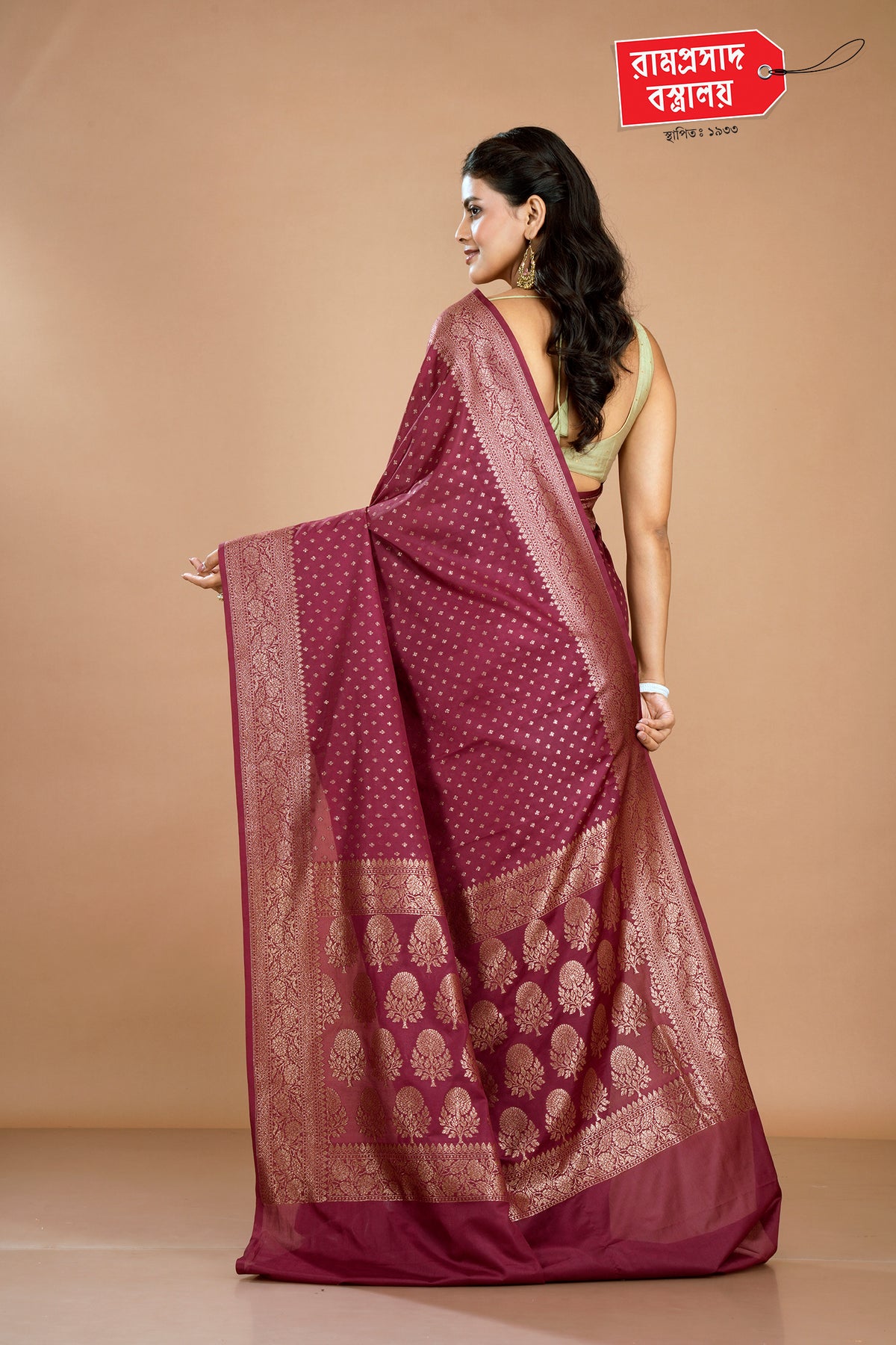 BROWN KHADDI GEORGETTE SAREE