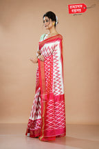 WHITE IKKAT SAREE