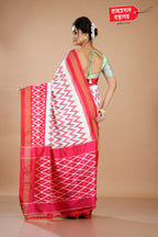 WHITE IKKAT SAREE