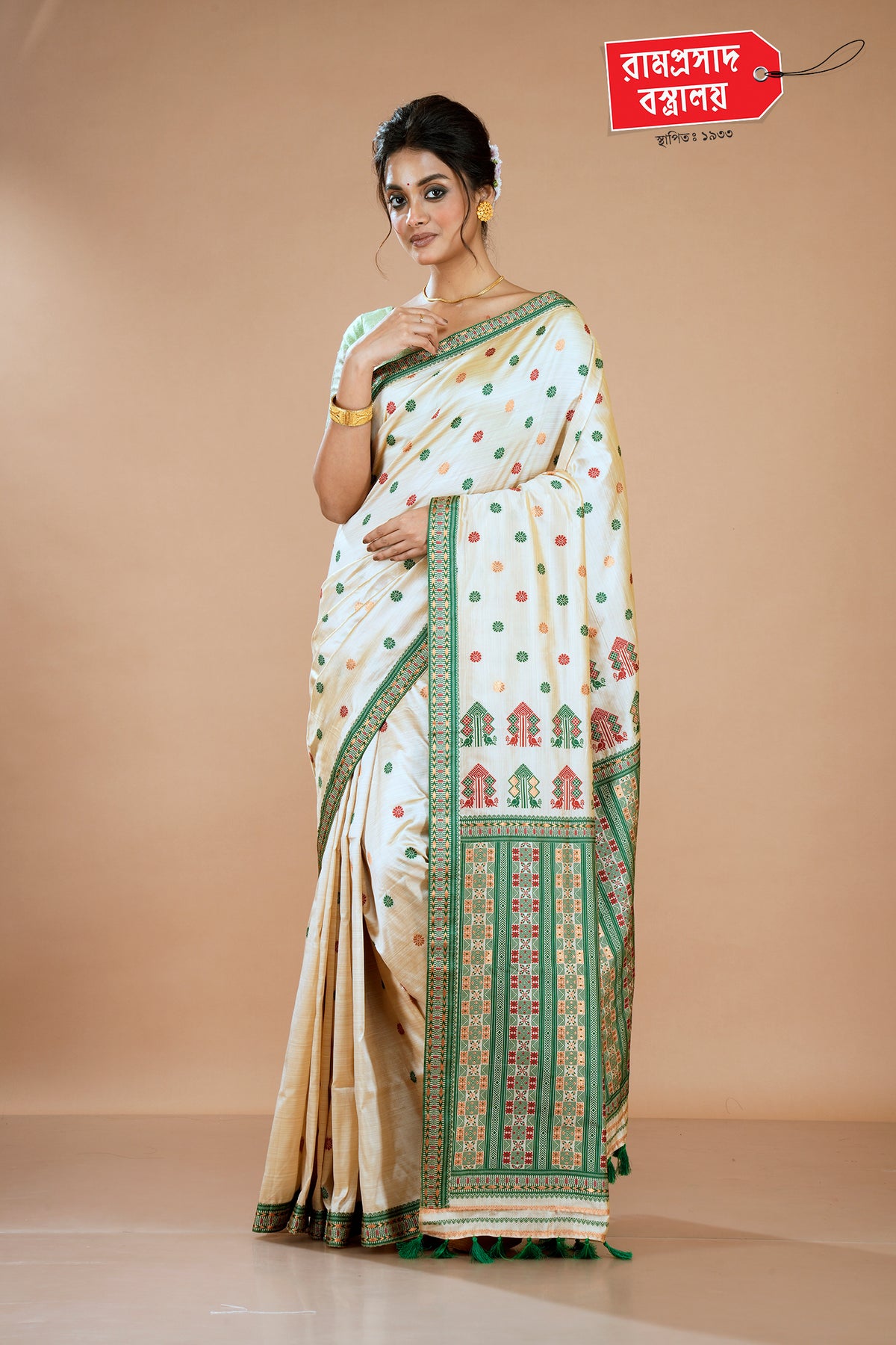 OFF WHITE ASSAM SILK SAREE