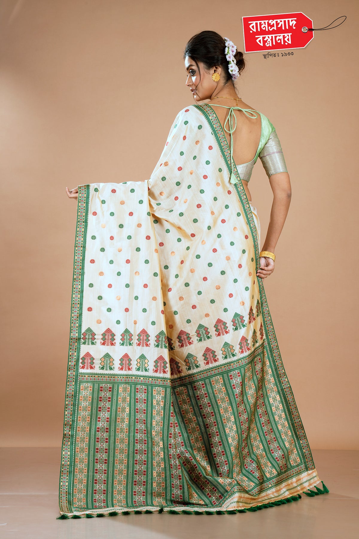 OFF WHITE ASSAM SILK SAREE