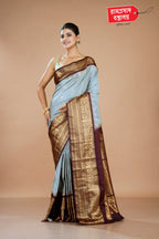 GREY SEMI KANJIVARAM SAREE