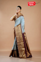 GREY SEMI KANJIVARAM SAREE