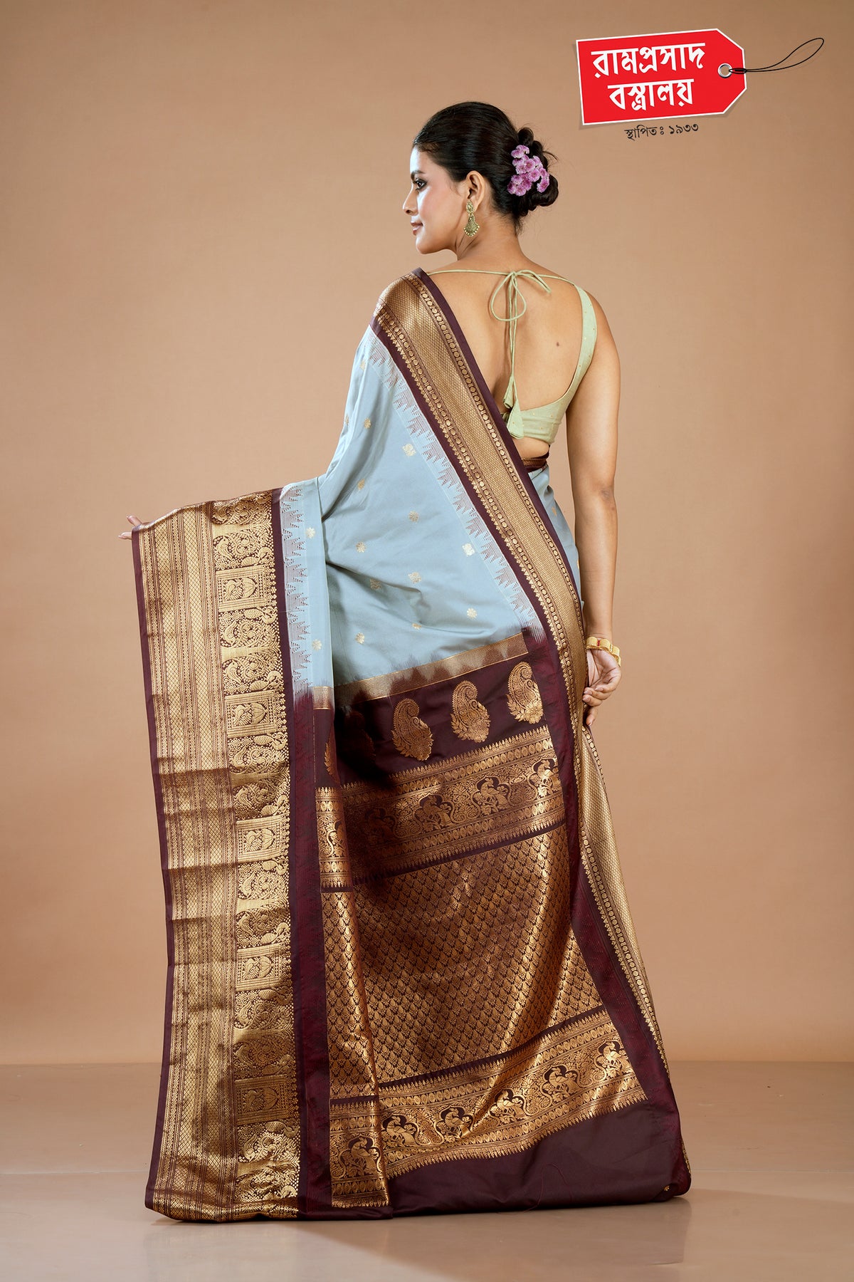 GREY SEMI KANJIVARAM SAREE