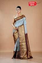 GREY SEMI KANJIVARAM SAREE