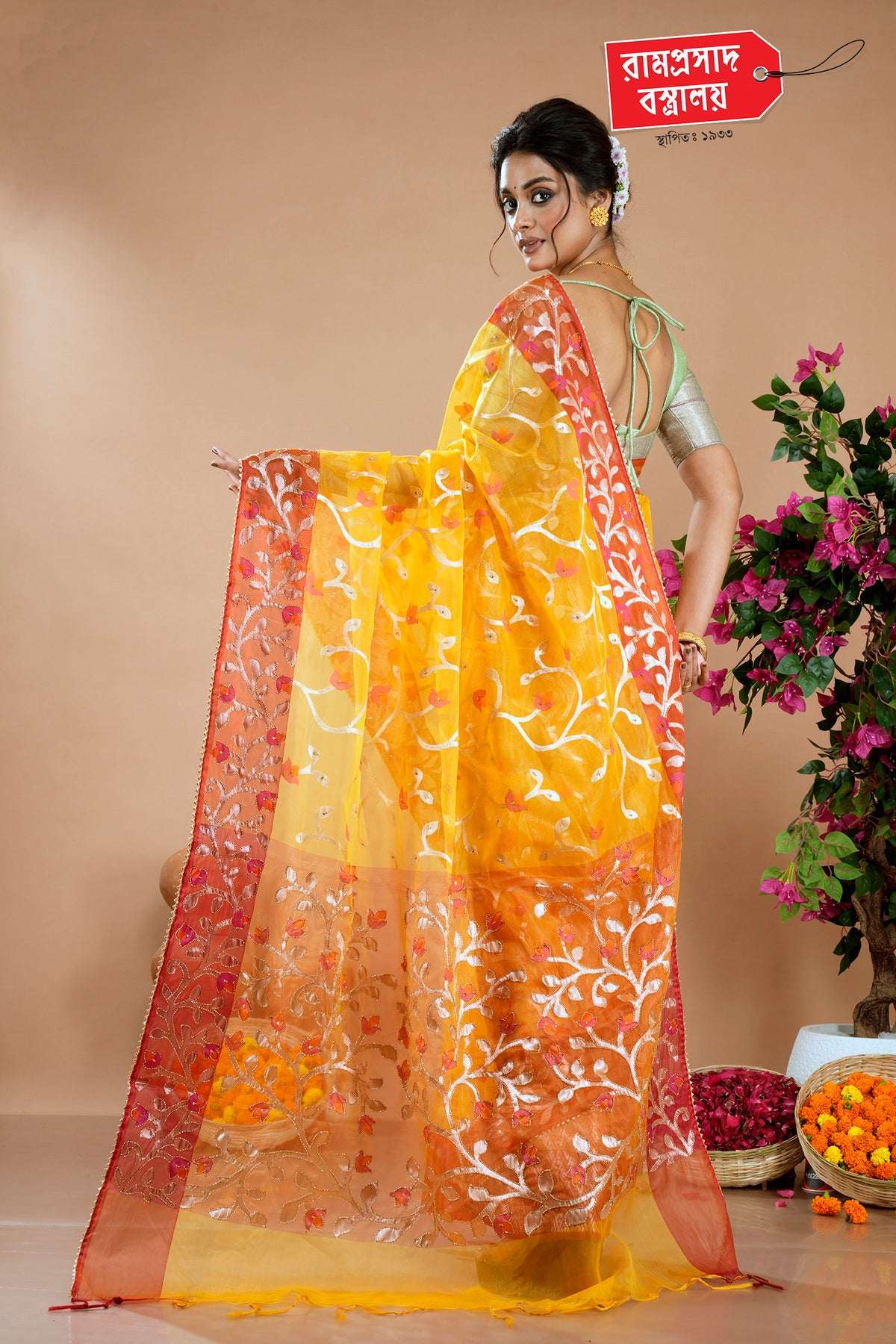 YELLOW MUSLIN SAREE