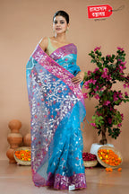 BLUE MUSLIN SAREE