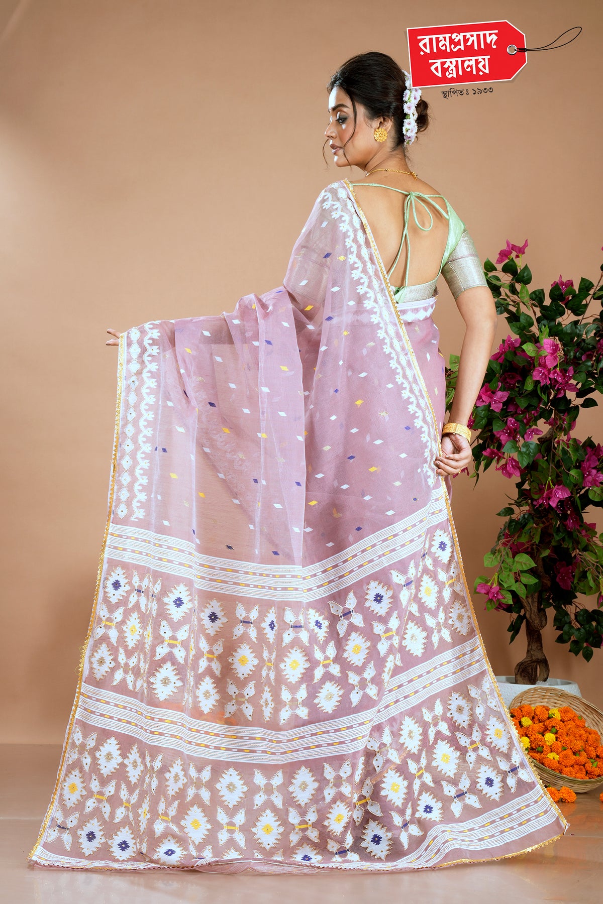PINK CUTDANA JAMDANI SAREE