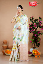 OFF WHITE MANGO SILK SAREE