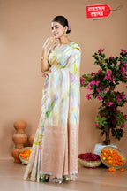 OFF WHITE MANGO SILK SAREE