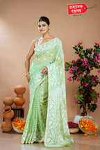 GREEN CUTDANA JAMDANI SAREE (DHAKAI)