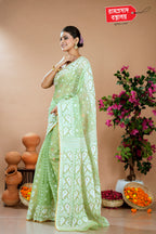 GREEN CUTDANA JAMDANI SAREE (DHAKAI)