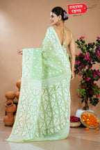 GREEN CUTDANA JAMDANI SAREE (DHAKAI)