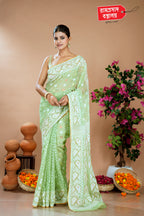 GREEN CUTDANA JAMDANI SAREE (DHAKAI)