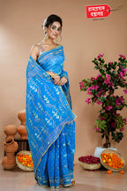BLUE CUTDANA JAMDANI SAREE (DHAKAI)