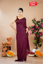 WINE GEORGETTE CHIFFON SAREE