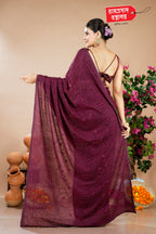 WINE GEORGETTE CHIFFON SAREE