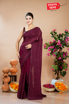 WINE GEORGETTE CHIFFON SAREE