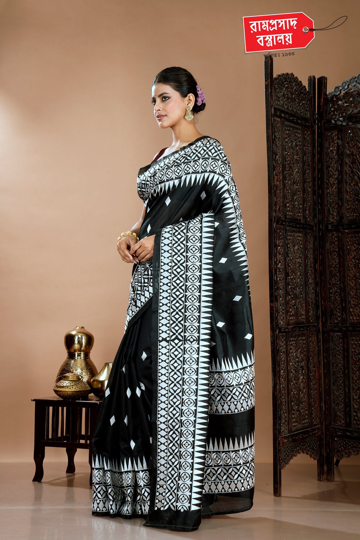 BLACK TUSSAR SAREE